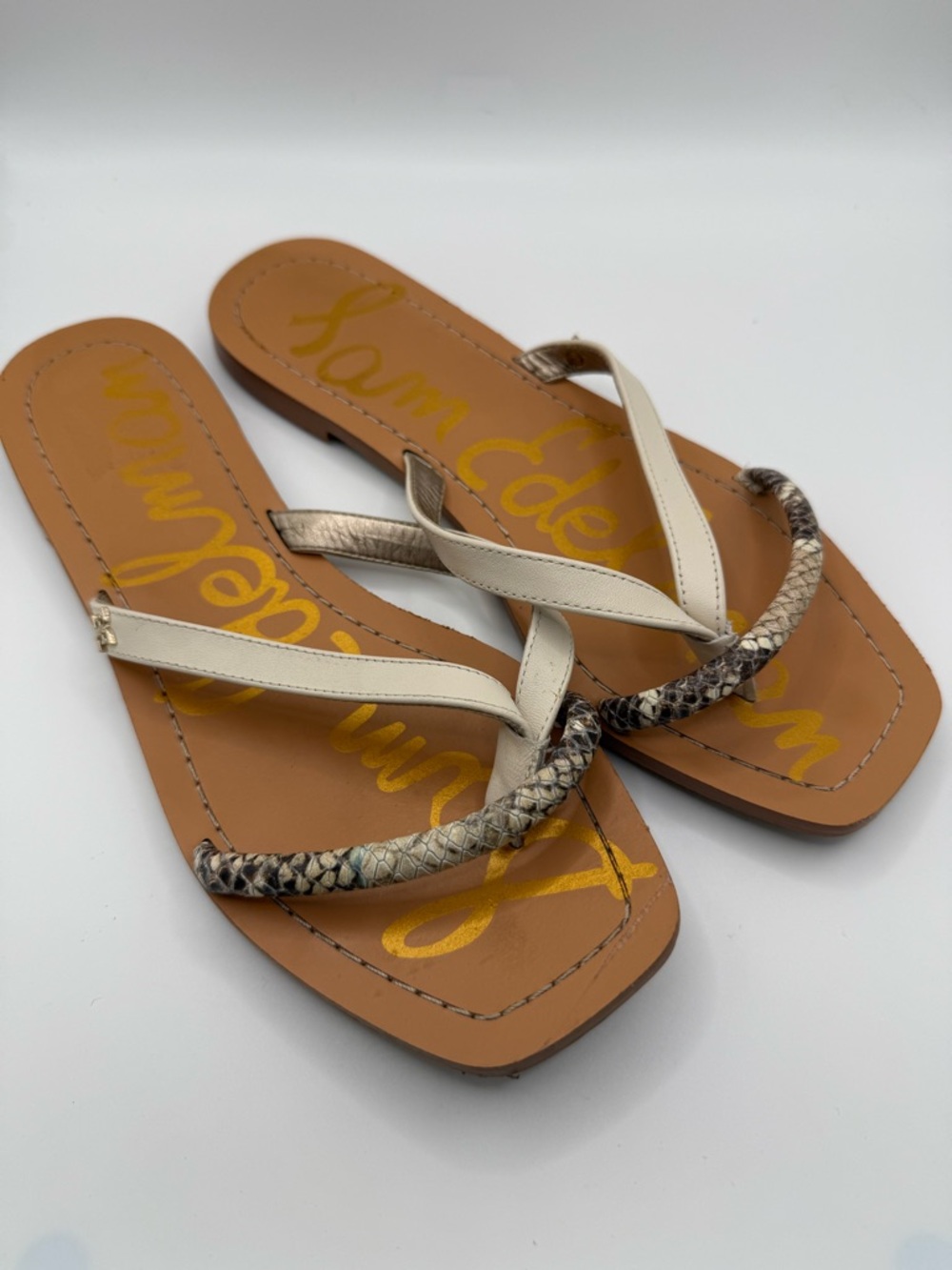 Sam Edelman Abbey Slide Women’s Leather Flip Flop Sandals Size 8 Snake Print